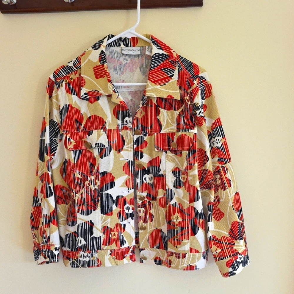 Women's Lightweight Jacket With Flowers and Stripes, PL
